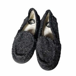 Roxy size 5.5 Black & Gray Faux Fur Textile Slippers